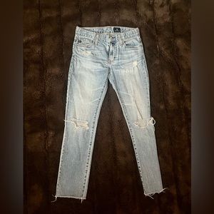 AG The Nolan Relaxed Ankle Slim Ripped Jeans, SIZE 25